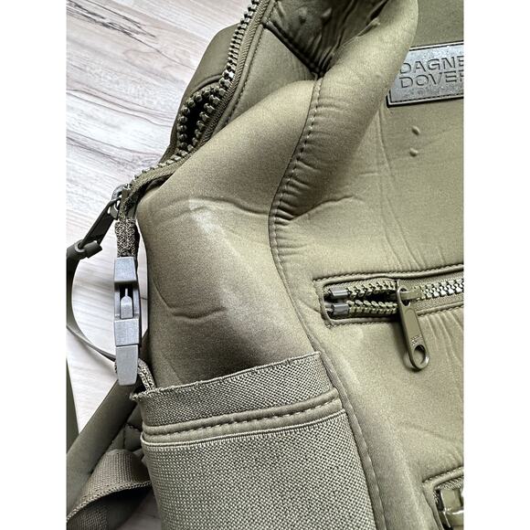 Dagne Dover Indi Neoprene Moms Bag Backpack Green Zippered Pockets